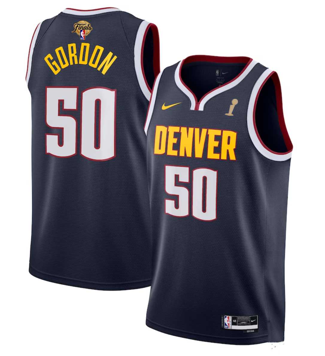 Mens Denver Nuggets #50 Aaron Gordon Navy 2023 Finals Champions Icon EditionStitched Basketball Jersey